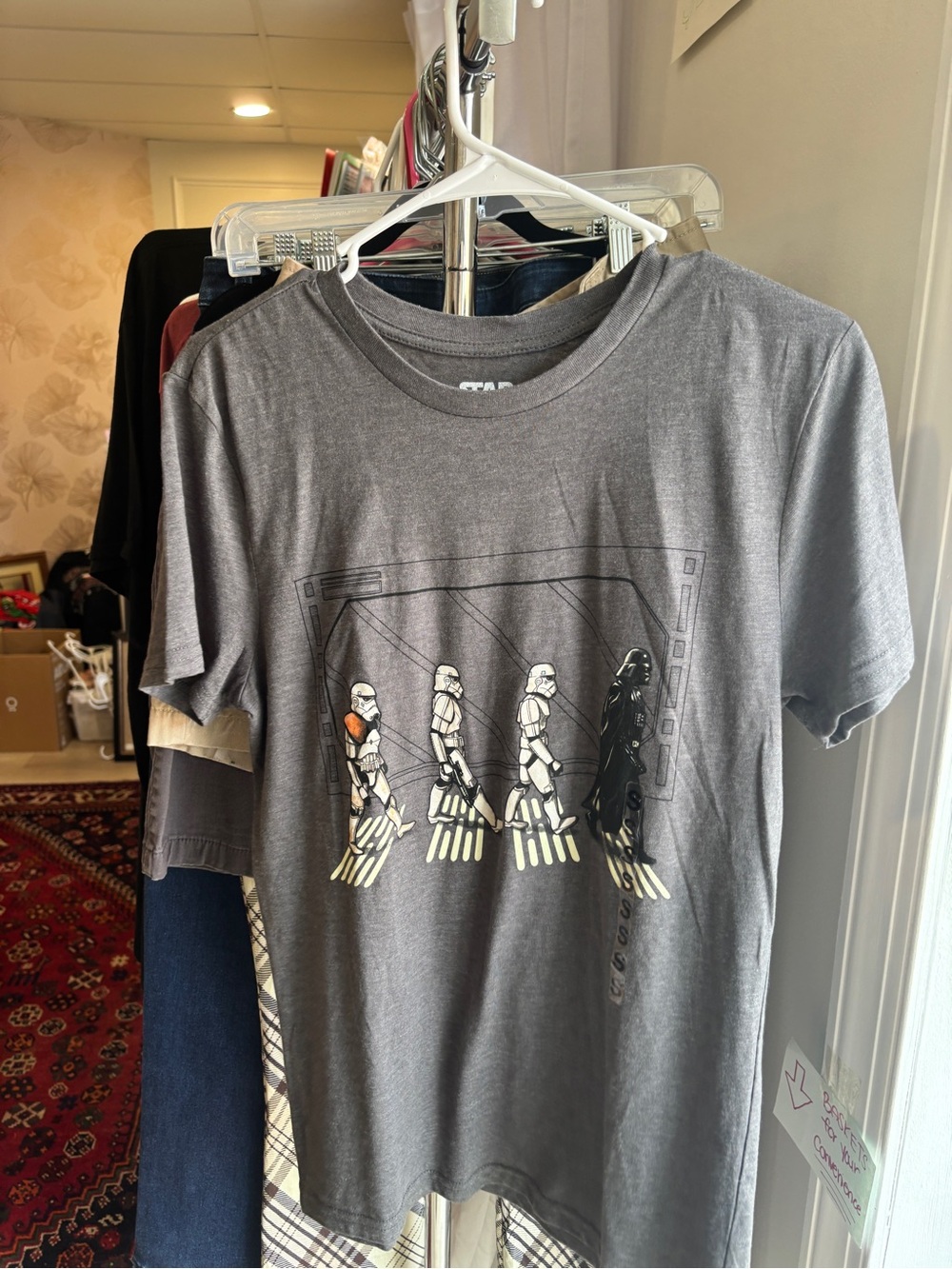 Star Wars Grey Short Sleeve Tee with Stormtrooper Abbey Walk Graphic